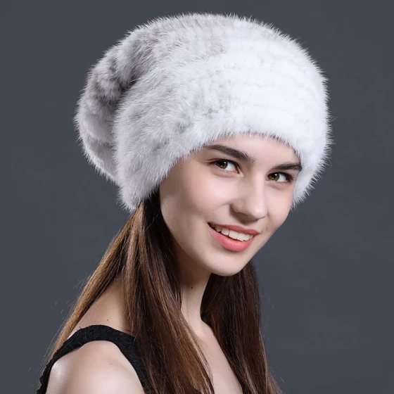 Warm, Ear-Protecting Mink Fur Slouchy Beanie