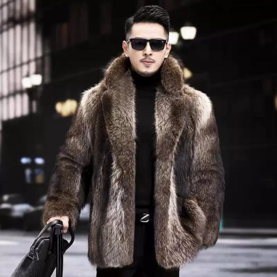 Short, warm, luxurious North American raccoon fur coat