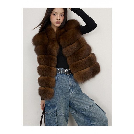 Girls' fox fur vest, high-end whole-fur coat for autumn and winter