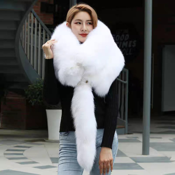 Women's Genuine Fox Fur Scarf/Wrap – Thick, Warm, Full-Pelt Design for Winter