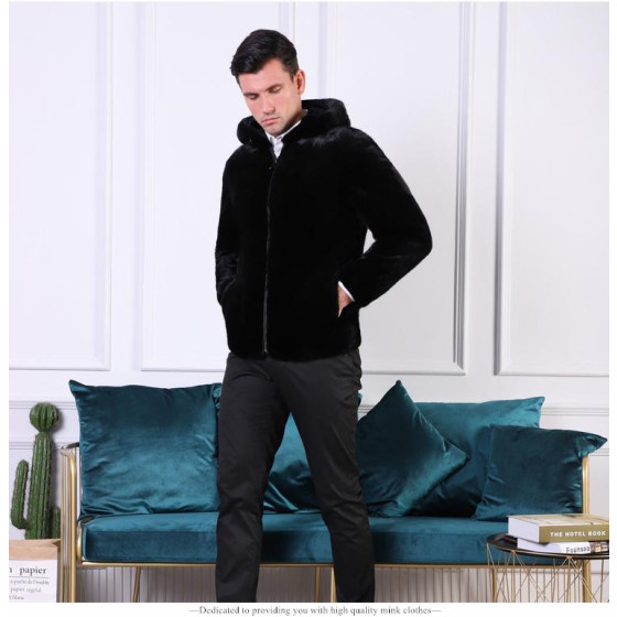 Blackglama Men's Sheared Mink Fur Coat (Genuine Full-Pelt Mink)