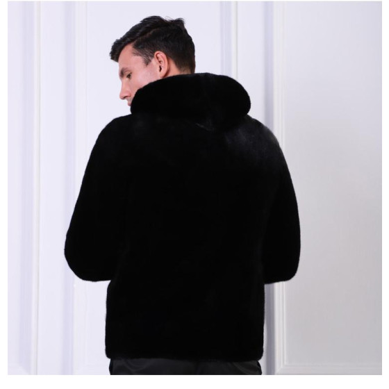 Blackglama Men's Sheared Mink Fur Coat (Genuine Full-Pelt Mink)
