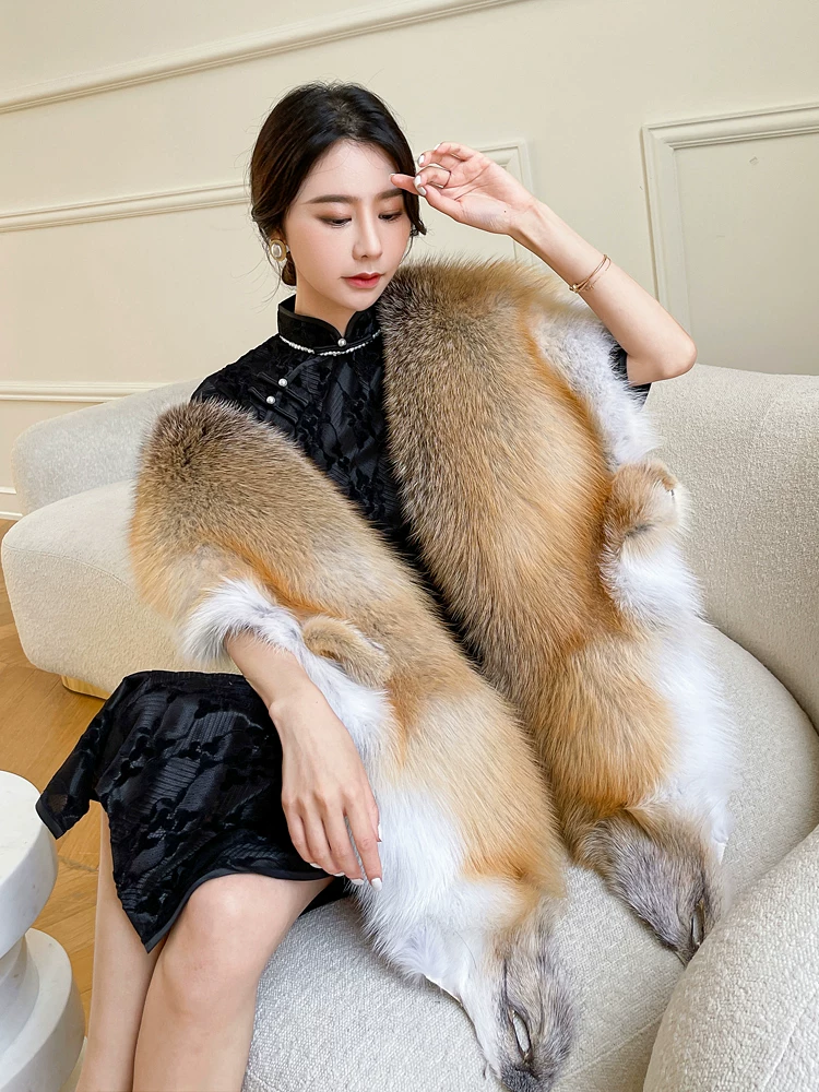 Full-Pelt Real Fox Fur Neck Wrap / Collar – Warm Winter Shawl
