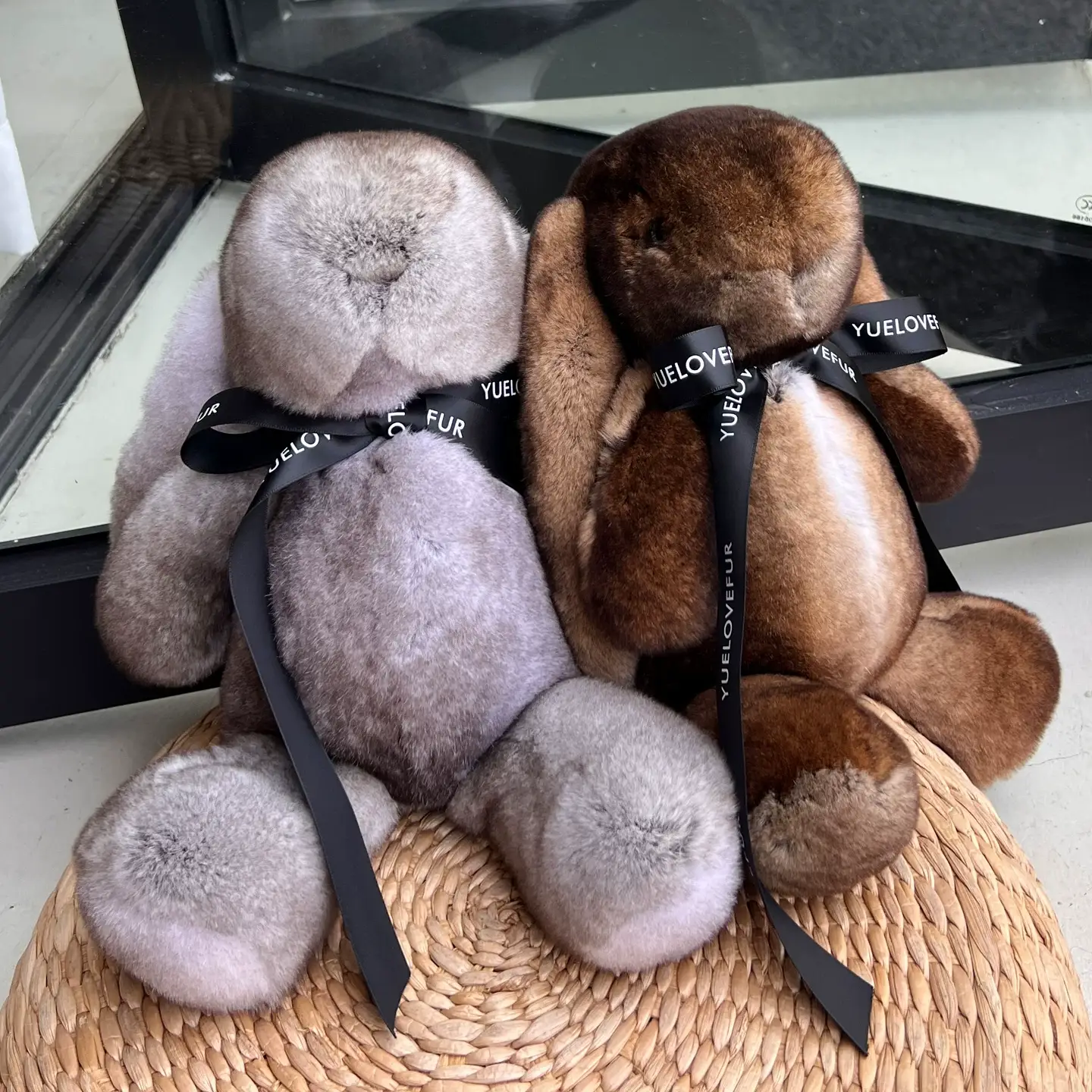 Real Rex Rabbit Fur Bunny Bag Charm – Cute Natural Rabbit Fur Plush Keychain, Adorable Bunny Pendant, Birthday Gift