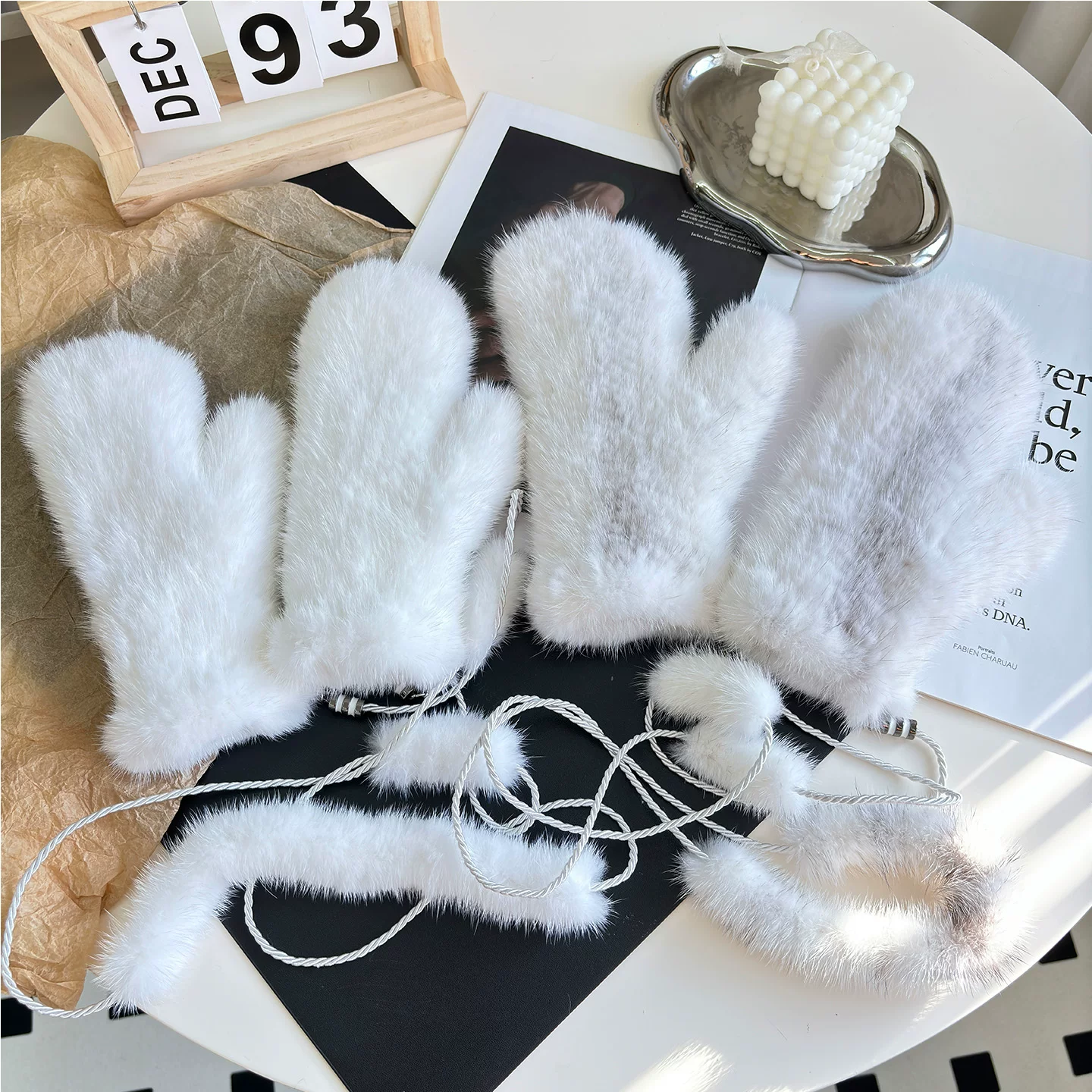 Real Mink Fur Knitted Gloves for Women – Warm Winter Windproof Gloves, Dense Mink Fur Lining for Cycling & Outdoor Wear