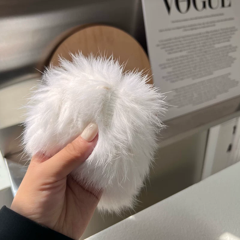 Women’s Real Rabbit Fur Fingerless Gloves, Thick Plush-Lined Winter Mittens, Warm Stretch-Fit Gloves