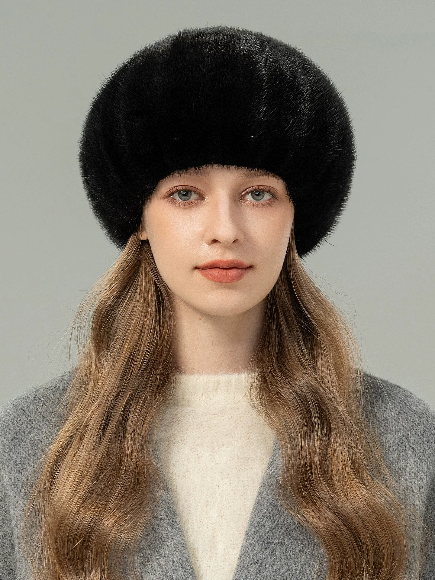 Elegant and stylish mink beret—versatile, warm, and chic.