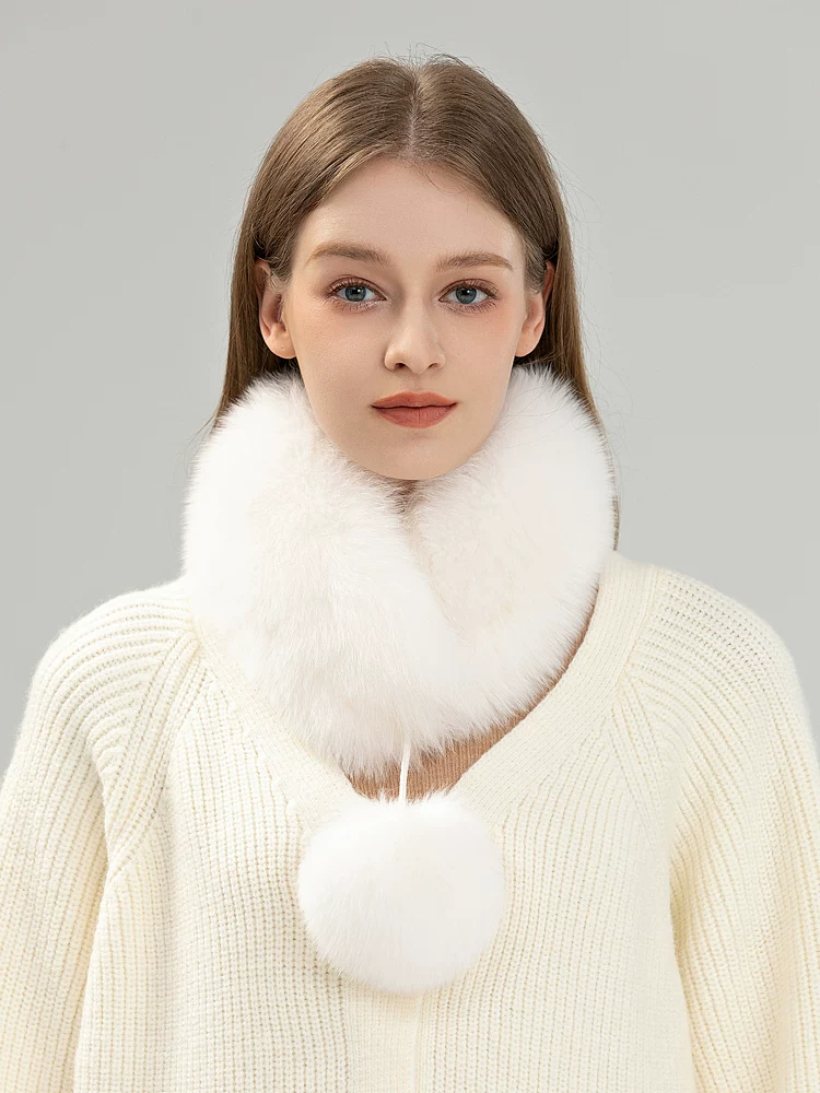 Women's Fox Fur Scarf – Versatile, Sophisticated, and Cozy for Winter; Double-Sided Fur Neck Warmer/Collar