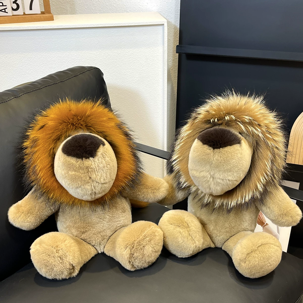 Rex Rabbit Fur Lion Plush Toy Charm – Golden Lion King Stuffed Animal, Luxury Fur Gift for Kids